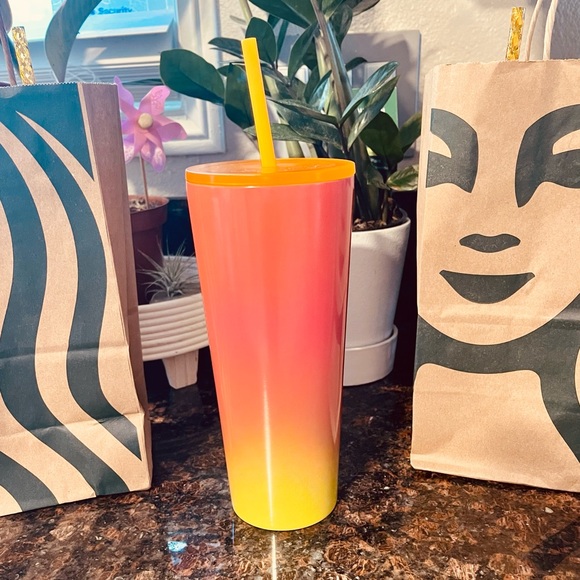 🧡Starbucks🧡 2022 Summer Yellow & Orange Ombre Gradient Stainless Steel Tumbler - Picture 4 of 9